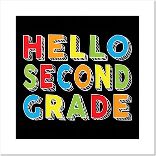 Hello Second Grade Kids Back To School 2nd Grade Team Party product Posters and Art